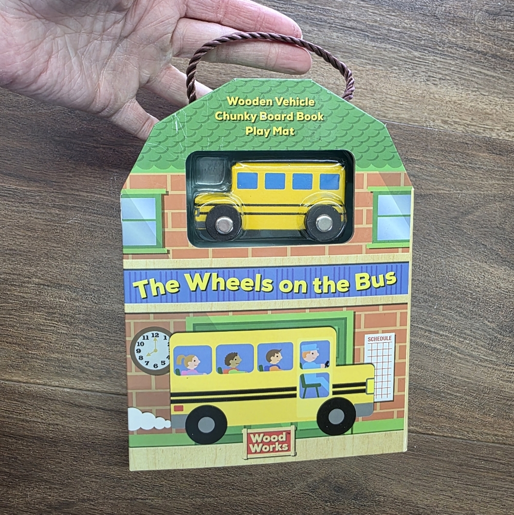 Wood Works The Wheels on The Bus Toy with Book and Playmat Toddler Toy